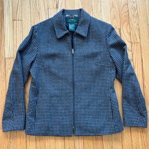 Ralph Lauren Gray 100% Lambswool Houndstooth Jacket